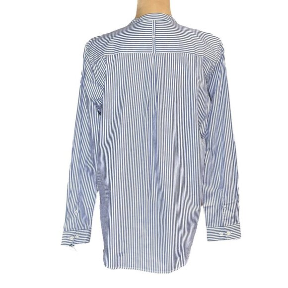 Cargo Crew 100% Cotton Striped Shirt Sz.L Blue White Band Collar Staple Preppy - Picture 4 of 11